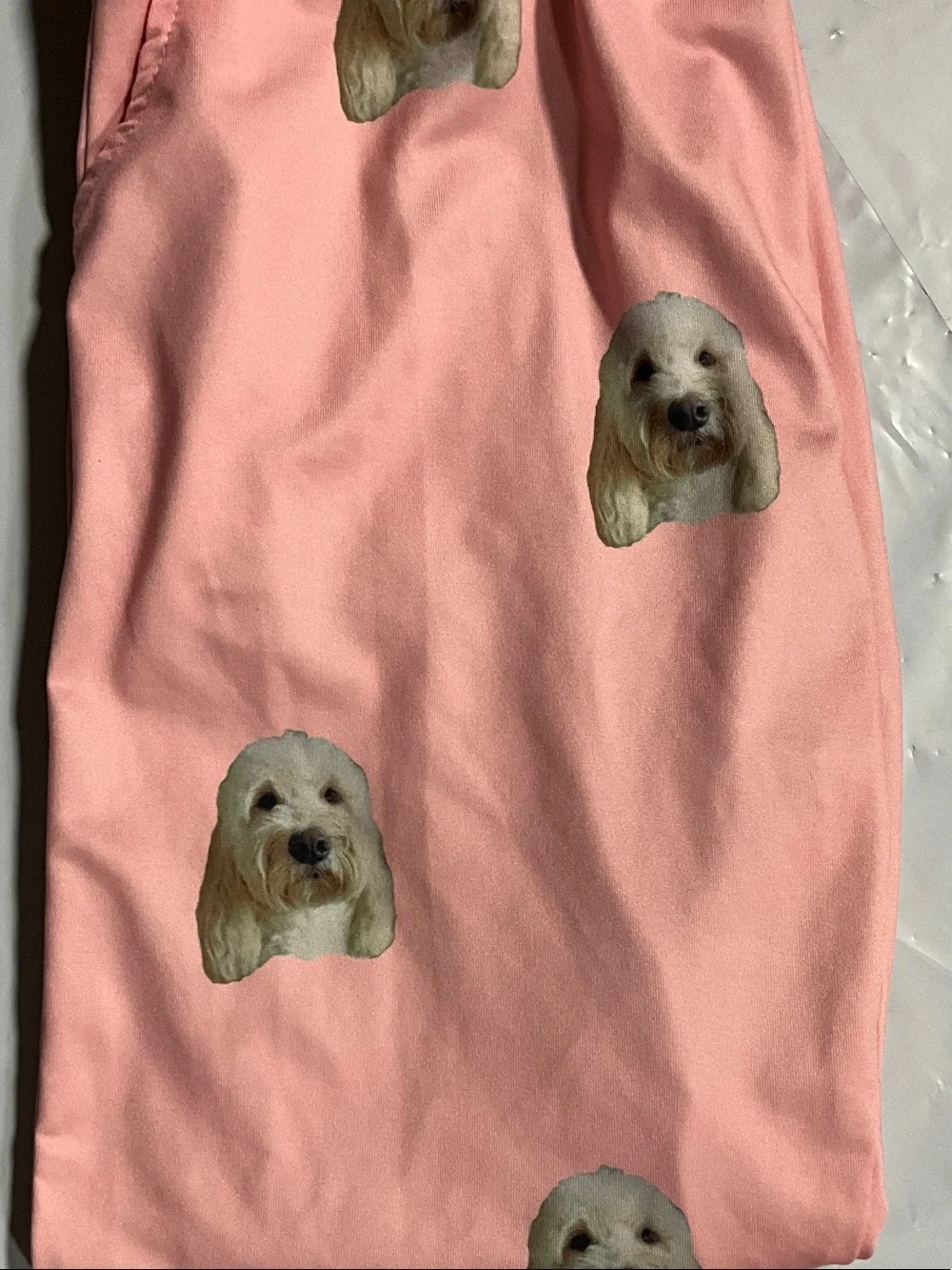 Kids Pajama Bottoms Golden Doodle Pink Background Size 8-9 Y